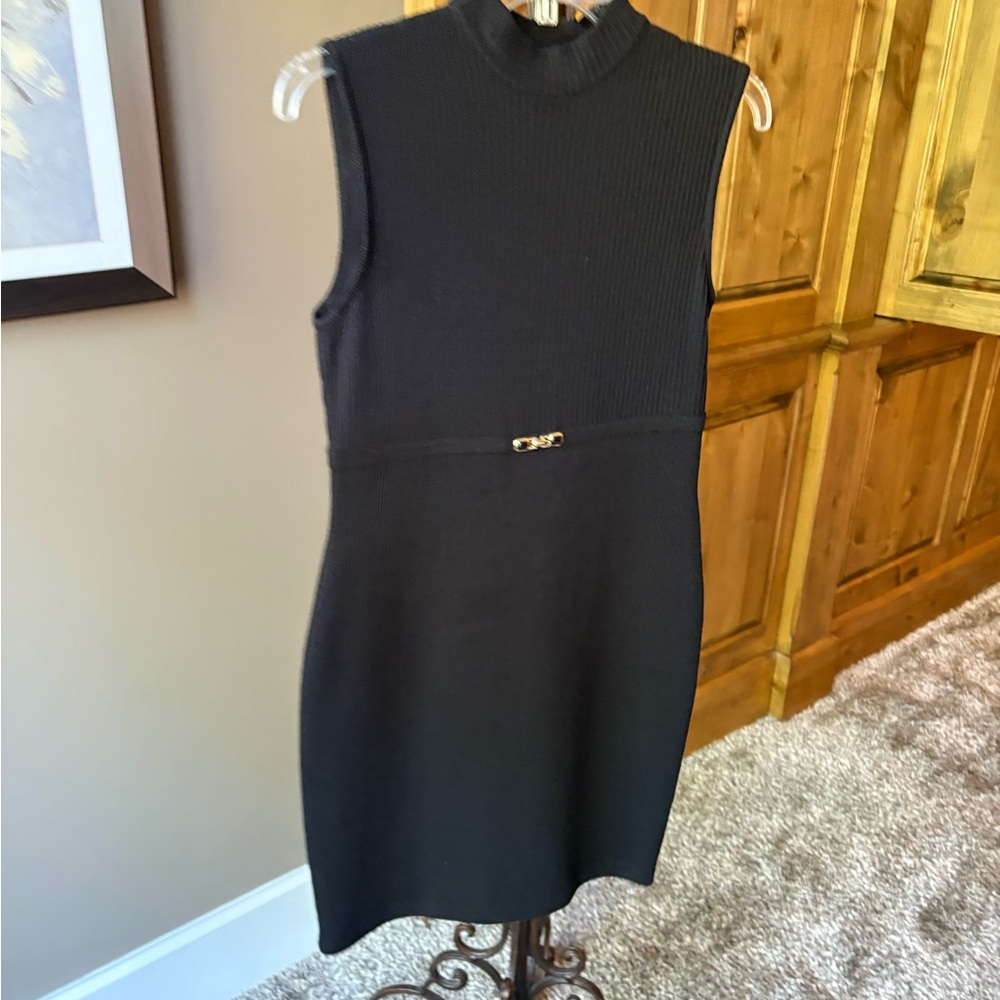 St. John Black Sleeveless Sheath Dress